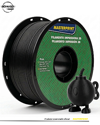 Filamento PLA Preto 1.75mm 1kg para Impressora 3D – Masterprint
