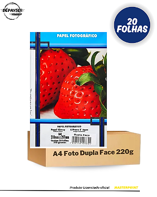 Papel Fotográfico Glossy Dupla Face A4 220g – 20 Folhas Masterprint Premium
