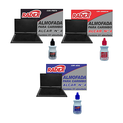 Almofada para Carimbo Grande Nº 4 Radex com Tinta + 1 Tinta Brinde Radex