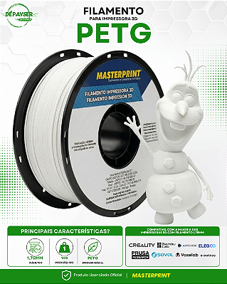Filamento PETG Branco 1.75mm 1kg para Impressora 3D – Masterprint