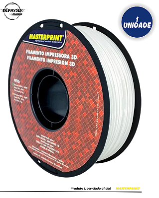 Filamento 3D PETG Branco 1.75mm 1kg Masterprint – Alta Resistência Térmica e Rigidez para Impressão 3D