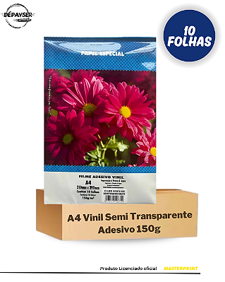 Papel Vinil Semi Transparente Brilhante A4 150g - 10 Folhas Masterprint