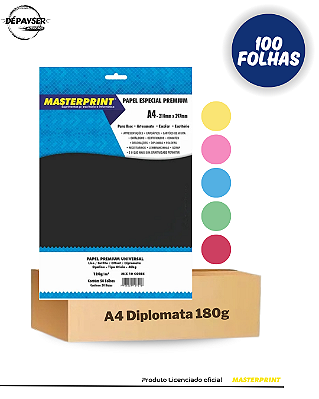 Papel Sulfite Color Plus Opaline offset Diplomata A4 180g – 100 Folhas Colorido Premium