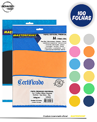 Papel Sulfite Color Plus Opaline offset Diplomata A4 180g – 100 Folhas Colorido Premium