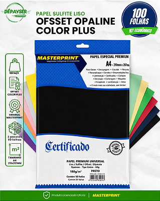 Papel Sulfite Color Plus Opaline offset Diplomata A4 180g – 100 Folhas Colorido Premium