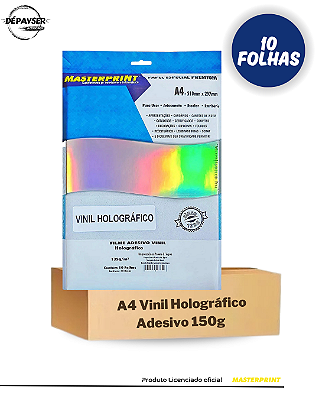 Papel Vinil Adesivo Holográfico A4 135g - 10 Folhas Masterprint