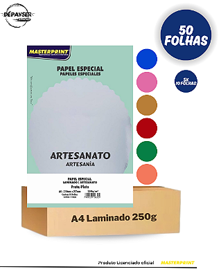 Papel Especial Laminado A4 250g/m2 - 50 Folhas Masterprint 1 Face