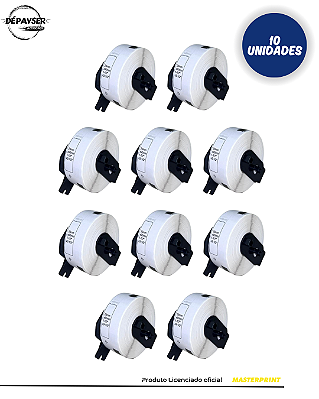10 Rolos de Etiquetas Compatíveis DK-1201 Branco para Impressoras QL-700, QL-800 e PHS