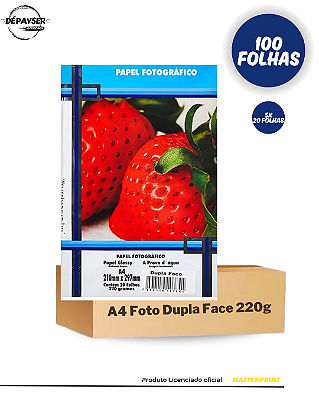 Papel Fotográfico Glossy Dupla Face A4 220g – 100 Folhas Masterprint Premium
