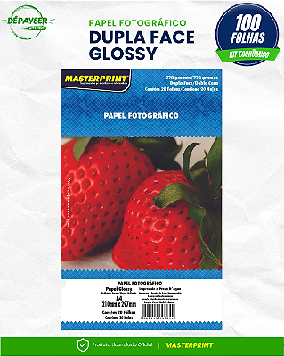 Papel Fotográfico Glossy A4 Dupla Face 220g 100 Folhas Masterprint Premium