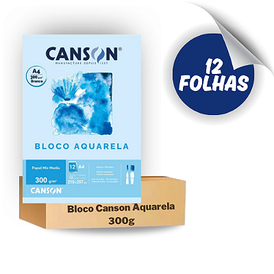 Bloco Canson Tecnica Aquarela A4 300g - 12 Folhas