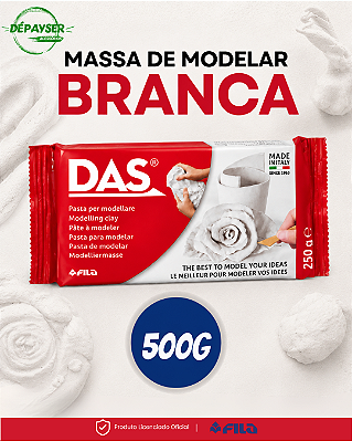 Massa de Modelar DAS Branca 500g Cerâmica Fria de Secagem ao Ar
