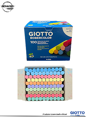 Giz de Lousa Colorido 10 Cores Giotto Robercolor 100 Unidades – Antipó para Quadro Escolar