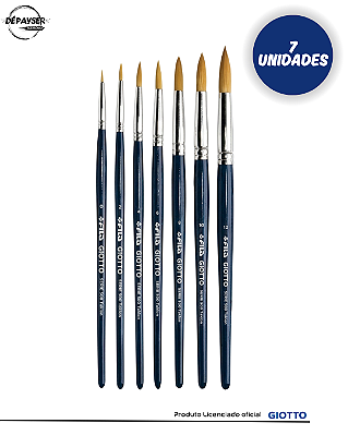 Kit 07 Pinceis Giotto Série 500 Sintético Redondo Vários tamanhos
