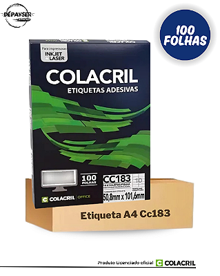 Etiqueta Impressora Carta 50,8x101,6mm 100 Fls 10 etiquetas por folha Cc183 Colacril Cor Branco