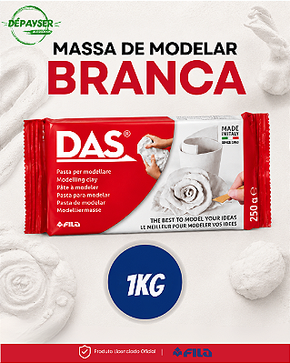 Massa de Modelar DAS Branca 1kg Cerâmica Fria de Secagem ao Ar