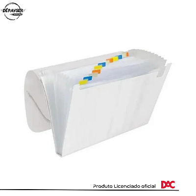 Pasta Sanfonada Dac Organizadora de Documentos A4 31 Divisórias Coloridas - Transparente