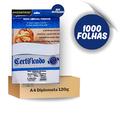 Papel Opaline Diplomata Liso Premium Offset 120g - 1000 folhas