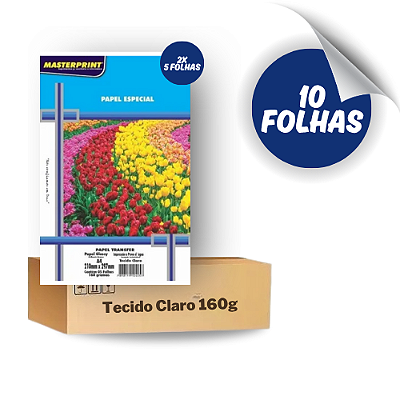 Papel Transfer Masterprint Tecido Claro A4 160 g - Pt C/ 10 Un
