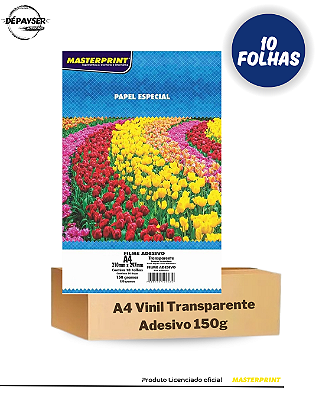 Filme Adesivo Inkjet A4 150g Transparente 10 Folhas - Masterprint Premium