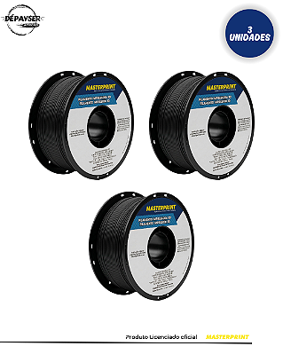 KIT 3 Filamentos PETG Preto 1.75mm 1kg para Impressora 3D – Masterprint