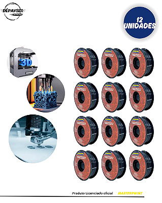 Kit C/12 Filamentos Para Impressora 3d Petg 1,75mm 1kg Preto
