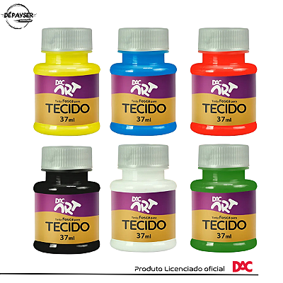 Kit 6 Cores Tinta Fosca P/ Tecido 37ml Dac Art Pintura