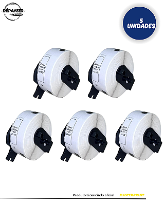 5 Rolos de Etiquetas Compatíveis DK-1201 Branco para Impressoras QL-700, QL-800 e PHS