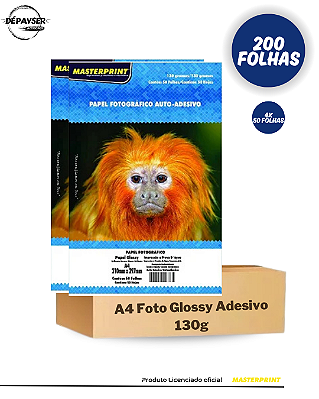 Papel Fotográfico Adesivo A4 130g – 200 Folhas Masterprint Alta Fixação Premium