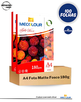 Papel Fotográfico A4 Matte Fosco 180g 100 Folhas - Mecolour