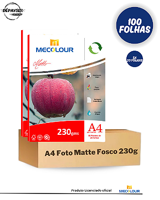 Papel Fotográfico A4 Matte Fosco 230g Mecolour 100 Folhas