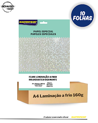 Filme Laminação a Frio Holográfico Diamente A4 160g 10 Folhas - Masterprint