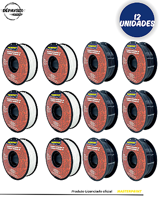 Kit 12 Filamentos PETG Branco / Preto 1.75mm 1kg Masterprint para Impressora 3D – Alta Resistência