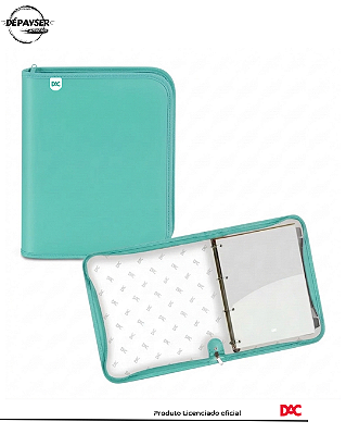 Fichário Universitário Com Zíper 48fls - Modelos Básicos Cor Azul turquesa- Dac