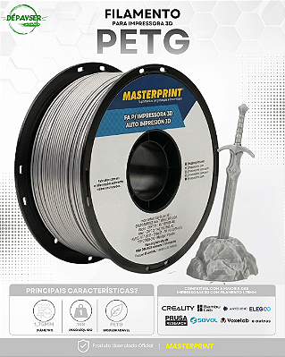 Filamento PETG Prata 1.75mm 1kg para Impressora 3D – Masterprint