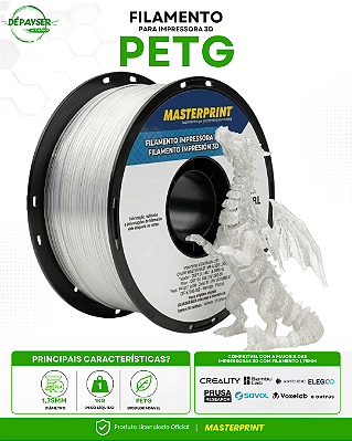 Filamento PETG Transparente 1.75mm 1kg para Impressora 3D – Masterprint