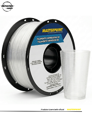 Filamento PETG Transparente 1.75mm 1kg para Impressora 3D – Masterprint