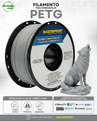 Filamento PETG Cinza 1.75mm 1kg para Impressora 3D – Masterprint