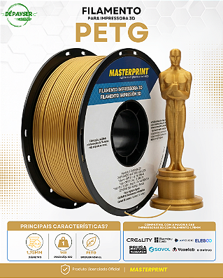 Filamento PETG Dourado 1.75mm 1kg para Impressora 3D – Masterprint