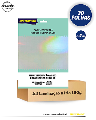Filme Laminação a Frio Holográfico Regular 160g A4 30 Folhas - Masterprint
