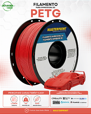 Filamento PETG Vermelho 1.75mm 1kg para Impressora 3D – Masterprint