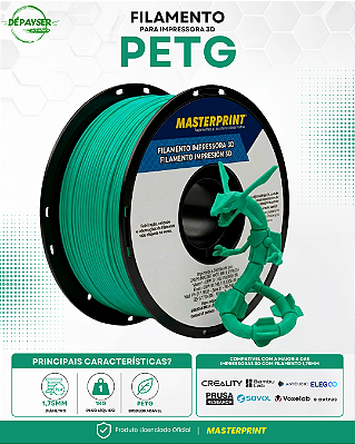 Filamento PETG Verde 1.75mm 1kg para Impressora 3D – Masterprint