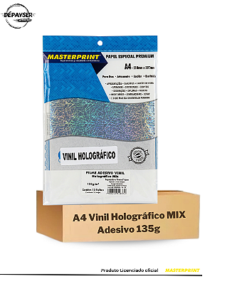 Papel Vinil Adesivo Holográfico Mix Riscos A4 135g - 10 Folhas Masterprint