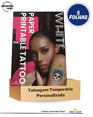 Papel Tattoo Tatuagem Temporária A4 Imprimível Com 5 Folhas Para Impressora Inkjet e Laser