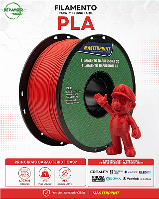 Filamento PLA Vermelho 1.75mm 1kg para Impressora 3D – Masterprint