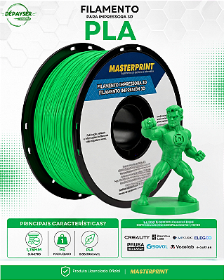 Filamento PLA Verde 1.75mm 1kg para Impressora 3D – Masterprint