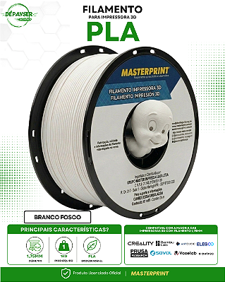 Filamento PLA Branco Fosco 1.75mm 1kg para Impressora 3D – Masterprint
