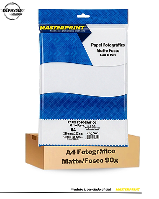 Papel Fotográfico Matte Fosco A4 90g Masterprint Branco 100 Folhas