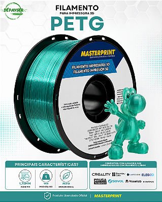 Filamento PETG Verde Translucido 1.75mm 1kg para Impressora 3D – Masterprint