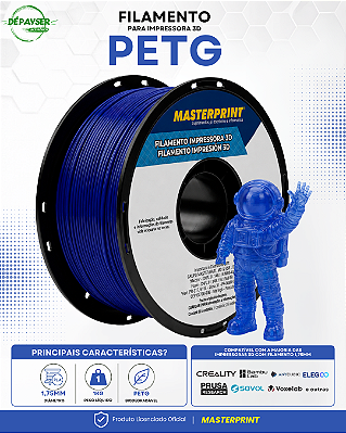Filamento PETG Azul Translucido 1.75mm 1kg para Impressora 3D – Masterprint